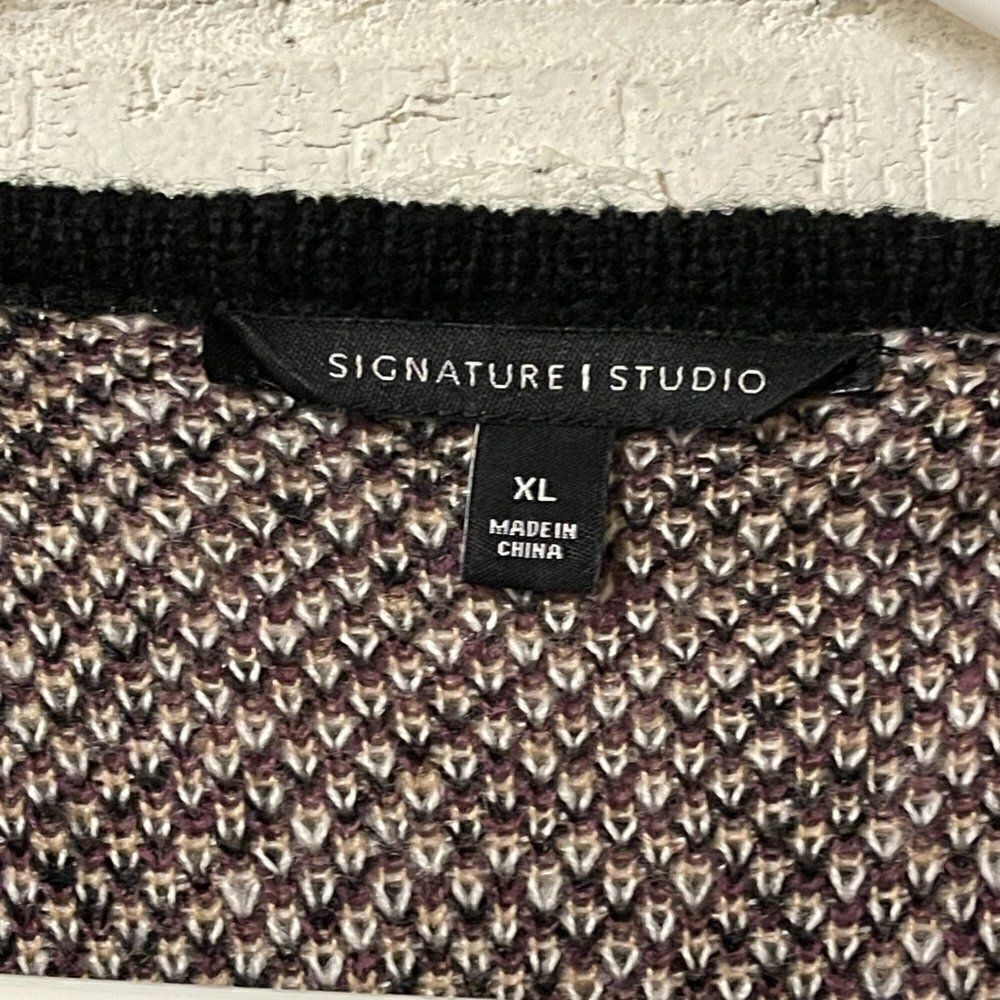 Signature Studio Open Front Plaid Sweater Cardigan xl - Picture 4 of 8
